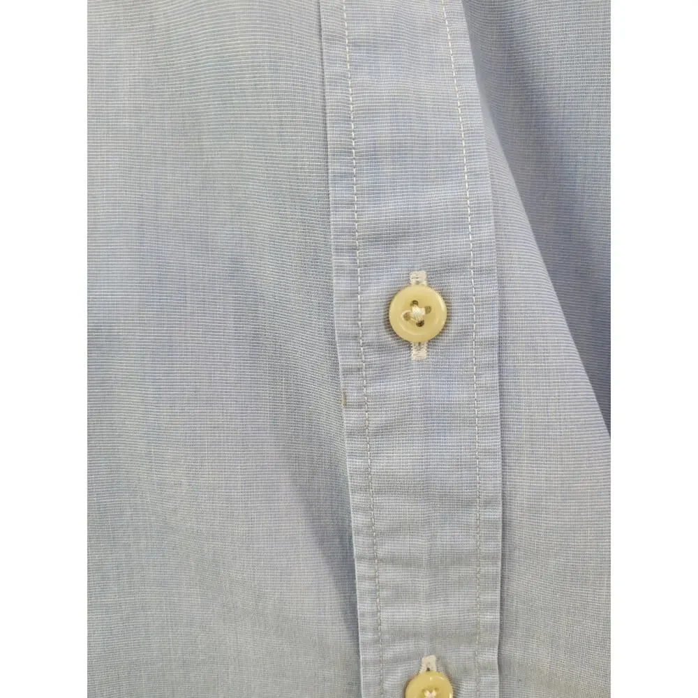 J Crew 2 Ply Cotton Dress Shirt Blue Mens L Classic Business Preppy Timeless